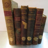 Six early leather bound books on Science and Religion