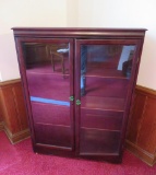 Mahogany Glass Two Door Bookcase