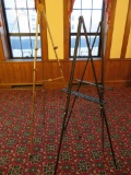 Two Wooden and one metal folding easel