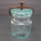 Millville 1/2 Pint Canning Jar with thumb screw closure, Whitall, aqua blue