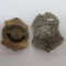 Two Fire Dept Association Badges