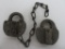 Two Adlake Railroad locks, no keys, 3 1/2