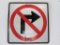 No Right Turn metal Directional sign