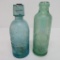 Two Otto Zwietusch bottles, green and blue, Milwaukee, 7
