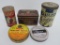 Advertising tins, coffee, chalk crayons, tobacco, tape and baking powder