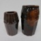 Two Peoria Pottery wax sealer jars, 7 1/2