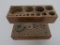 Graduated weight set in wood block