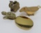 Brass lot, lamp oil holder, pineapple clip and elephant tape dispenser