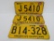 Three 1954 Wisconsin License Plates, one matched set