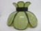 Green Slag Glass Lamp Shade, metal trim, 10
