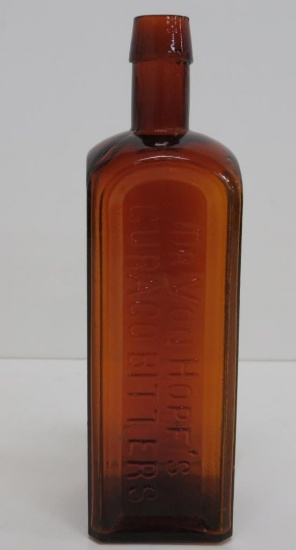 Dr Von Hopf's Curaco Bitters Bottle, Amber