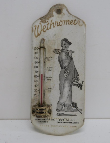 Wethrometr porcelain advertising thermometer