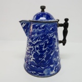 Nice cobalt blue swirl graniteware coffee pot