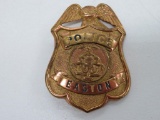 Police Easton Badge, brass tone, 2 1/2