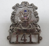 Shield and Eagle Police Badge #141, ornate, 3