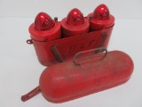 C 1950 Anthes Force Oiler Emergency Flare Reflector set in metal box from Highway Truck