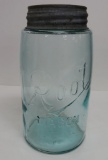 Quart Root Mason Jar with zinc lid, c 1906-1909