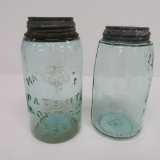 Two Mason Ball Jars, Patent 1858, two patterns
