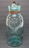 Globe Canning Jar,blue green, 10 1/2
