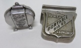 Two metal paperweights