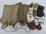 Assorted Military Lot, Spats, gun cleaning kit and Worlds Fair Token