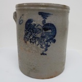 M Smith Janesville Wisconsin 6 gallon crock, cobalt decorated