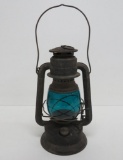Dietz Barn Lantern, teal globe, 11