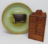 Seven drawer wooden spice box and Cow charger