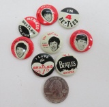 8 vintage Beatles pin back buttons