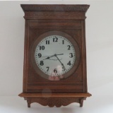 Large Oak Vintage Regulator Clock case with replacement face and mechanics, 31