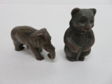 Two figural bronze paperweights, elephant and Henry Bear, 3