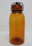 Amber Globe bail handle fruit jar, 10