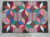 1947 Linda Olson, Door County, Geometric hand Hooked Rug, 29