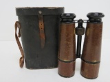 Chevalier Optics Paris leather wrapped binoculars with case