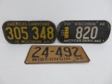 1934 and Two 1948 Wisconsin License Plates