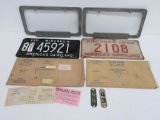 Waukesha license plate frames and 1940's Wisconsin License plates