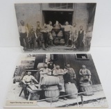 Two reproduced real photo pictures of barrel makers Cooper workers, Milwaukee