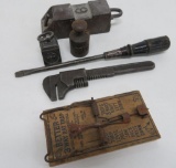 Old tools, weights and rat trap