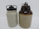 Two stoneware canning jars