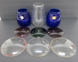 Vintage colored lantern globes and lenses