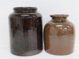 Two Stoneware preserve and wax sealer jars