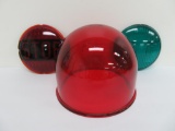 Three vintage glass lens, police bubble, teal lens and STOP