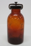 Amber Millville Atomospheric Fruit Jar, half gallon, repaired