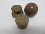 Three Industrial brass and bronze paperweights