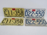 Two matched sets of 1961 and 1963 Wisconsin License Plates