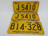 Three 1954 Wisconsin License Plates, one matched set