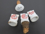Four Porcelain Beer Soda stoppers, Klein's, EL Hustings and Grafs