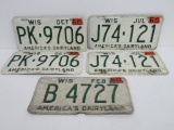 Five 1960 Wisconsin License Plates, two matched sets