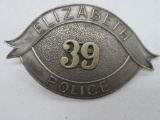 Elizabeth Police Badge, #39, 3