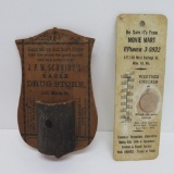 Wisconsin Advertising Thermometer and Match holder, Milwaukee and Eagle Wis